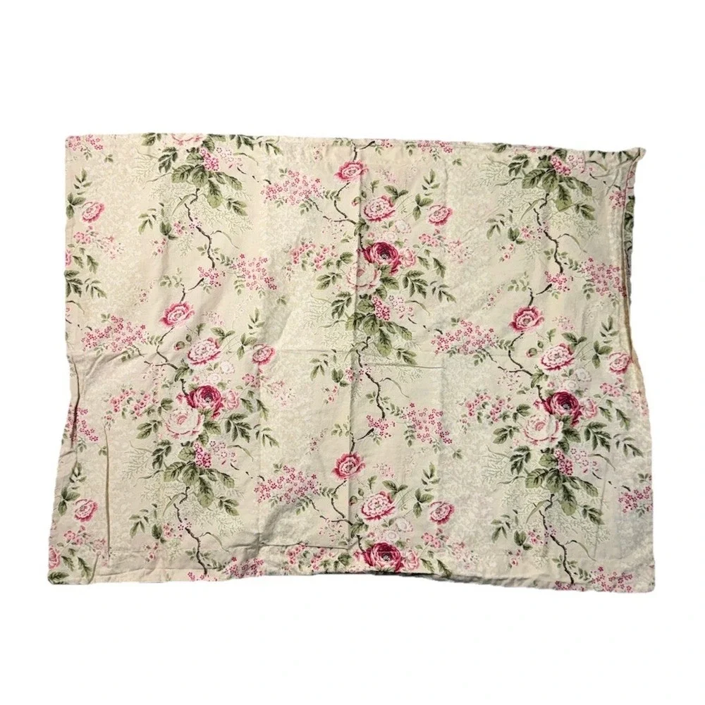 Lauren Ralph Lauren Floral Vine Pillow Sham Pink Roses Cotton Standard VTG (1)